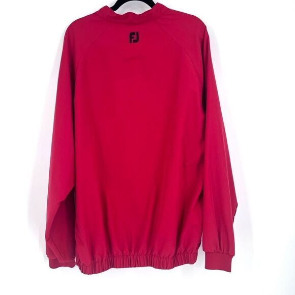 FootJoy Men's Windbreaker Golf Jacket Elastic Hem Long Sleeve Pullover Red XL - Picture 2 of 9